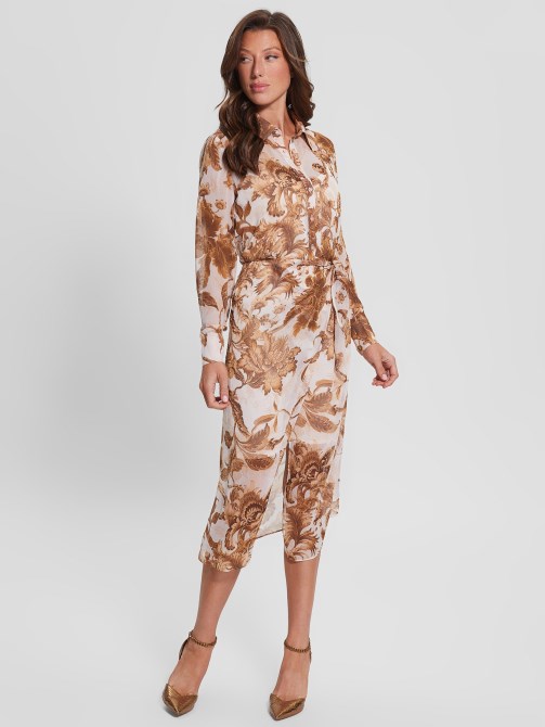 فستان بطبعة زهور من البورسلين بطبعة Br Guess Eco Lama