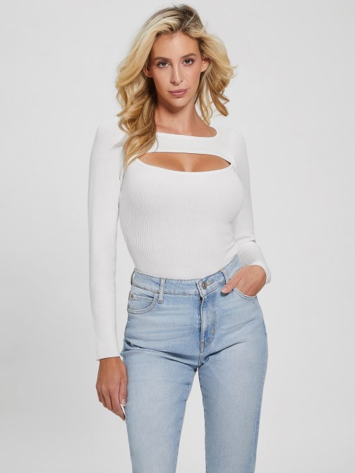 Eco Liv Cutout Bodysuit تخمين حمامة بيضاء