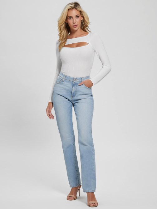 Eco Liv Cutout Bodysuit تخمين حمامة بيضاء