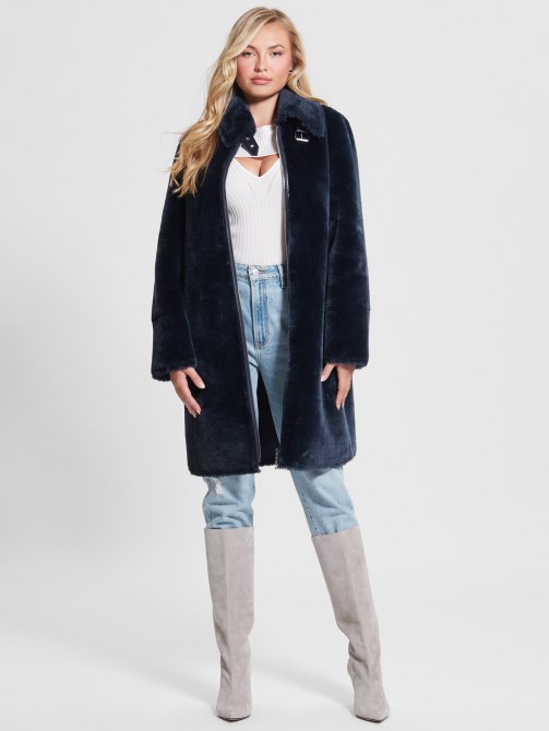 معطف جيس فلورا ذو وجهين أزرق سري