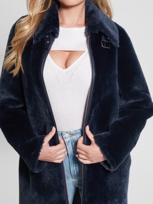 معطف جيس فلورا ذو وجهين أزرق سري