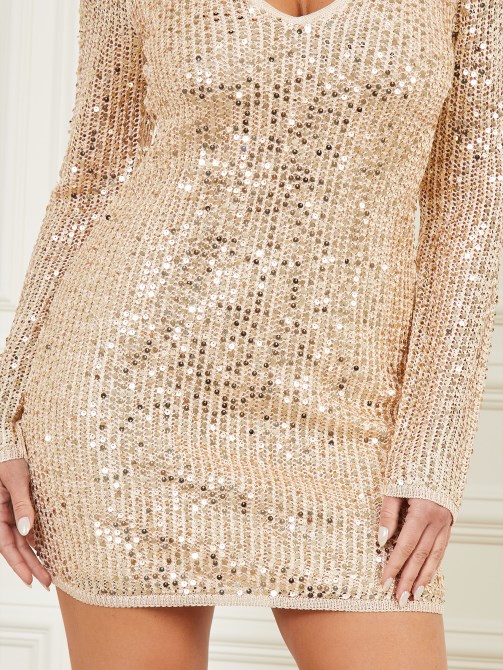 فستان سترة مزين بالترتر من Guess رمادي داكن متعدد الألوان