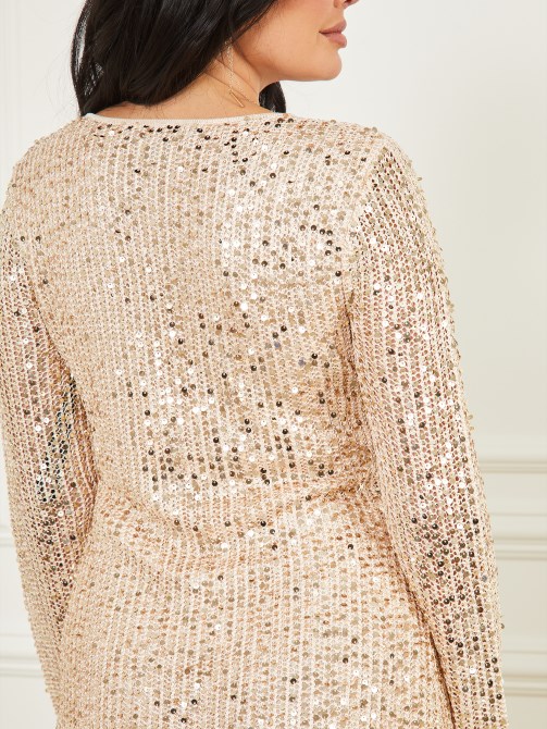 فستان سترة مزين بالترتر من Guess رمادي داكن متعدد الألوان