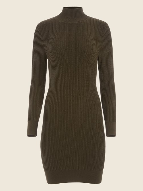 سترة بياقة مدورة فستان إسبرسو بني Guess