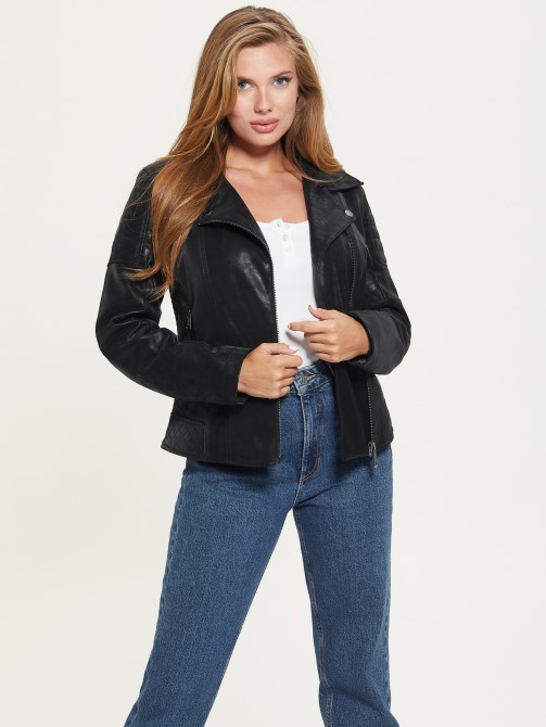 جاكيت أوليفيا موتو أسود جت Guess