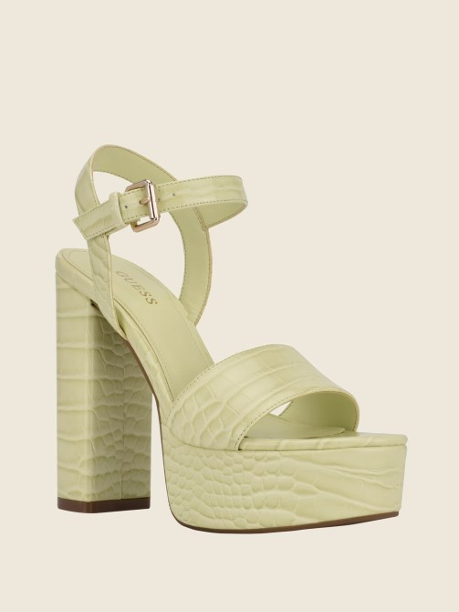 صندل ذو نعل ثقيل من Lt Green Guess Gabeli Croc