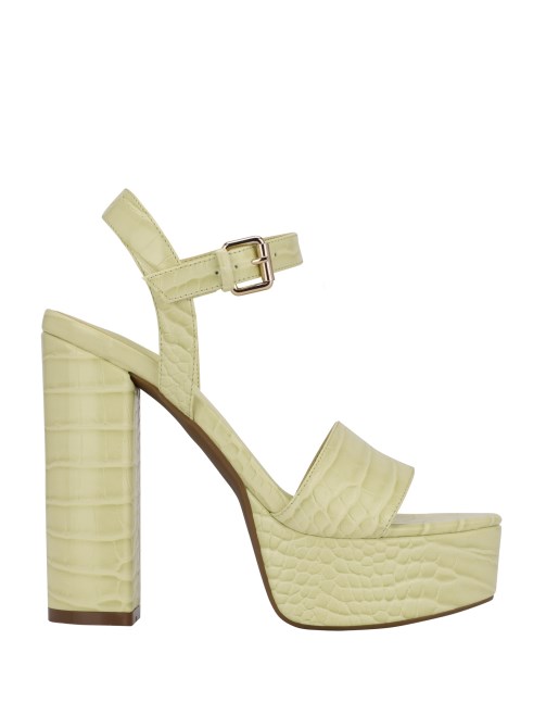 صندل ذو نعل ثقيل من Lt Green Guess Gabeli Croc