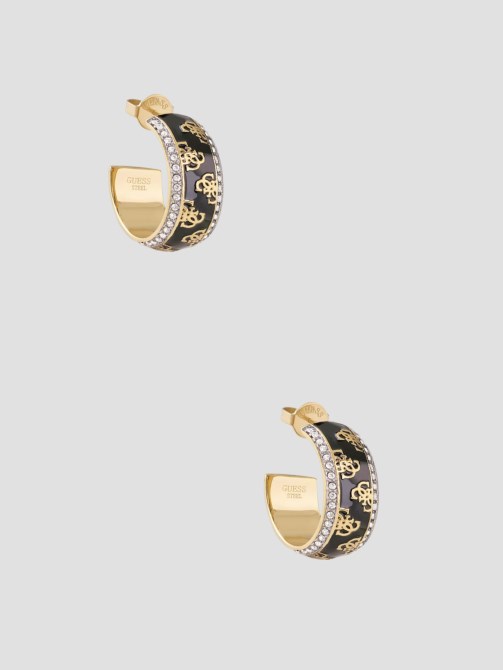 أقراط Guess Quattro G Hoop ذهب أصفر / أسود