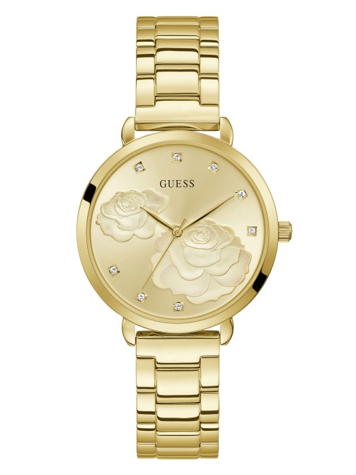 ساعة أنالوج وردية بلون ذهبي Guess Multi