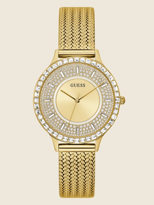ساعة أنالوج شبكية بلون ذهبي Guess Multi