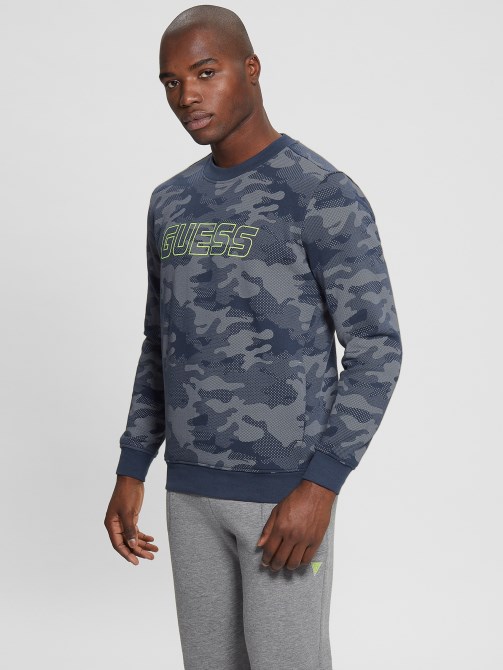 كنزة بطبعة التمويه الفضية Guess Eco Boniface Camouflage Logo
