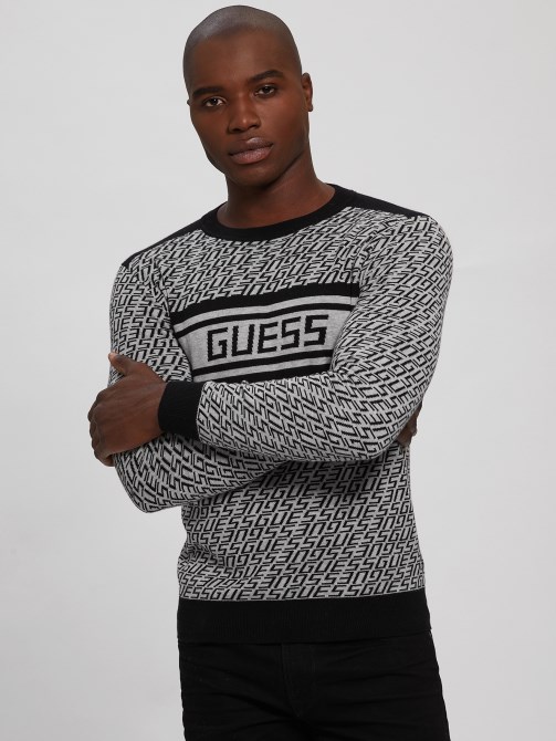 كنزة جيس أول أوفر بشعار G باللون الرمادي و B Eco Palmer Jacquard Logo