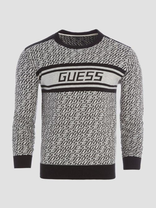 كنزة جيس أول أوفر بشعار G باللون الرمادي و B Eco Palmer Jacquard Logo
