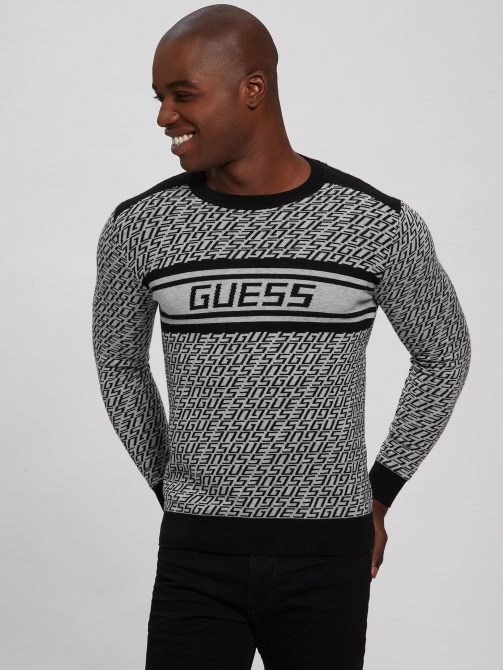 كنزة جيس أول أوفر بشعار G باللون الرمادي و B Eco Palmer Jacquard Logo