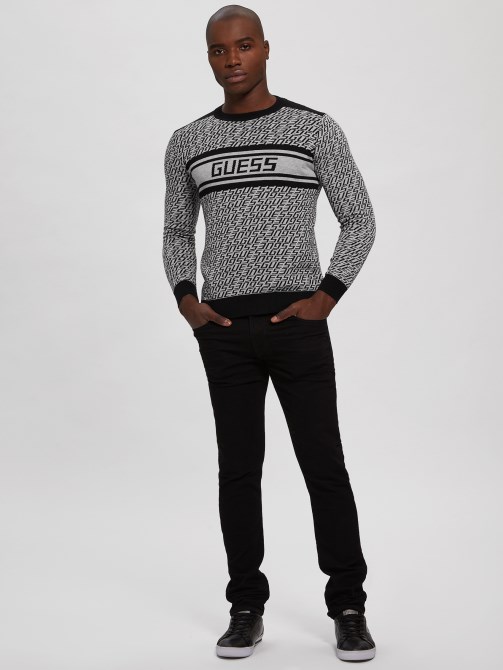 كنزة جيس أول أوفر بشعار G باللون الرمادي و B Eco Palmer Jacquard Logo