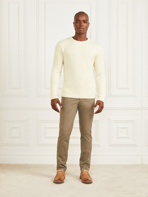 Eco سلة غرزة Crewneck سترة روح تخمين أبيض