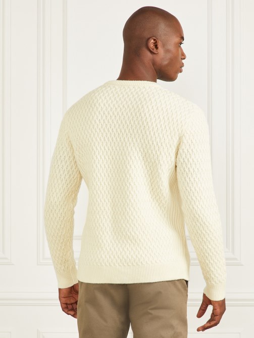 Eco سلة غرزة Crewneck سترة روح تخمين أبيض