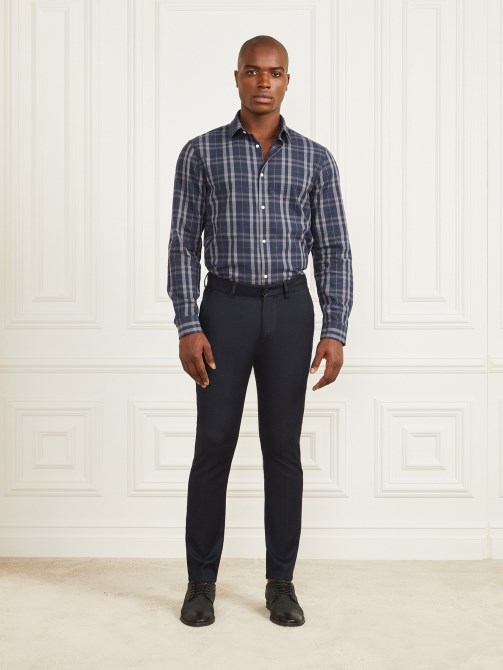 Guess Joe Notched Cuff Shirt أزرق ورمادي مربعات