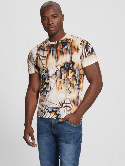 Eco Blurred Butterfly Tee Guess أبيض نقي متعدد