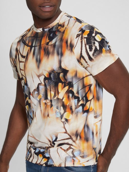 Eco Blurred Butterfly Tee Guess أبيض نقي متعدد