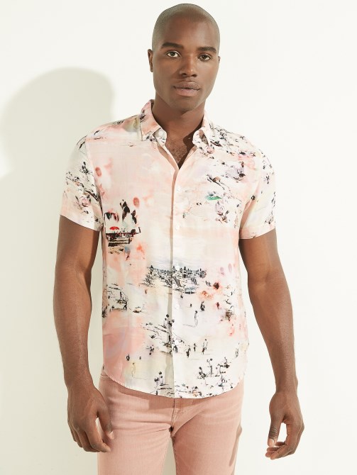 Eco Rayon Seaside Shirt Guess Seaside Print