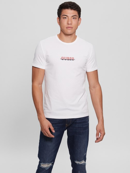 تي شيرت أبيض نقي بشعار Guess Maksim