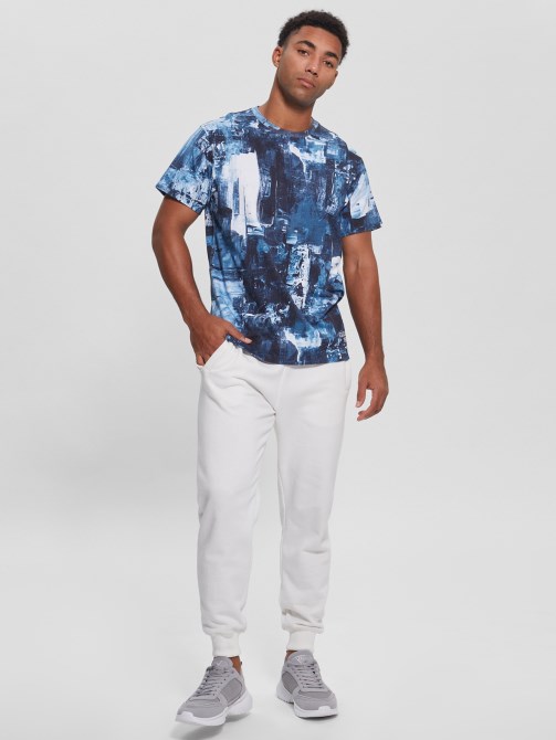 Eco Akim Tee Blue Paint Aop Print Guess