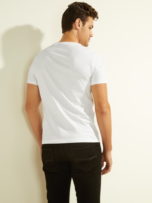 أبيض نقي Guess Eco Aidy Logo Tee