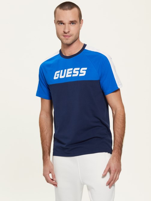 قميص رجالي بشعار من Guess باللون الأزرق