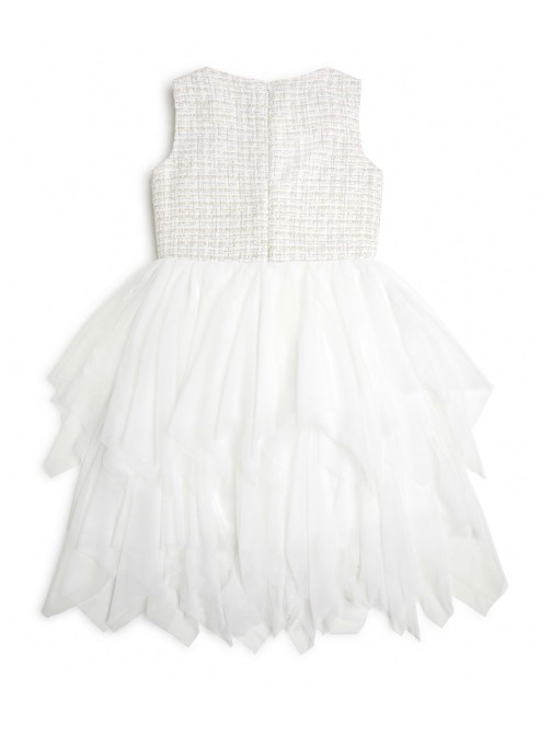 فستان من قماش شبكي (7-16) أبيض من Lurex Boucle Guess