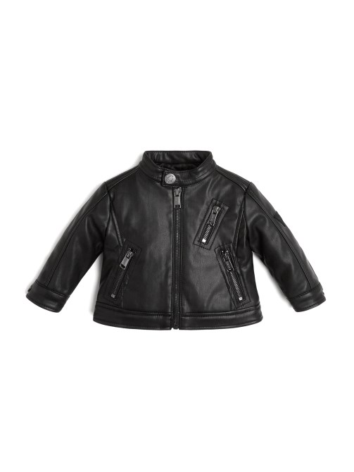 جاكيت موتو جلد صناعي أسود جيت Guess (2-7)