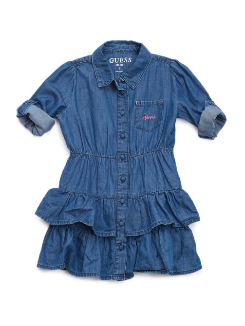 Rinse Blue Night Wash Guess فستان دينم بطبقات (2-7)