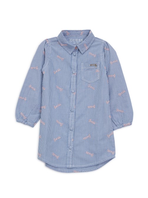 أزرق فاتح - فستان Guess Poplin مخطط (2-7)