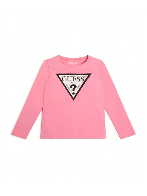 تي شيرت سديم وردي مزين بحجر الراين Guess (4-14)