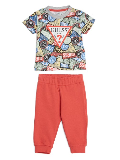 طقم تي شيرت وسراويل مفتوحة (0-24 م) Guess P064