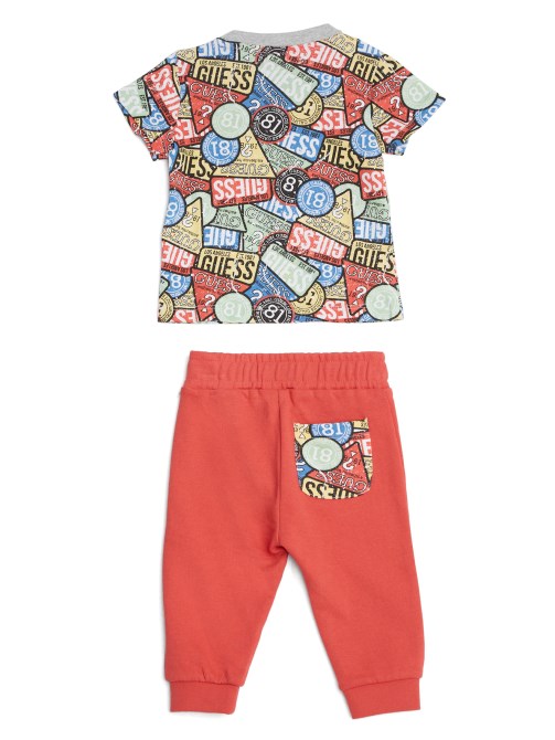 طقم تي شيرت وسراويل مفتوحة (0-24 م) Guess P064