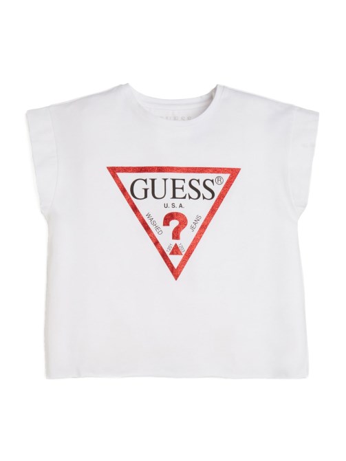 تي شيرت أبيض قصير بشعار Guess True (7-14)